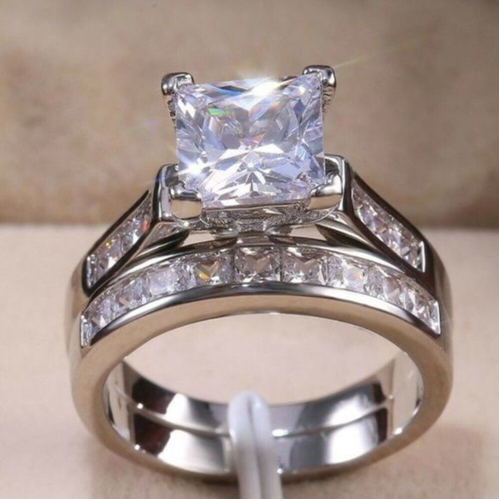 PRINCESS CUT BRIDAL WEDDING RING DENKAYS